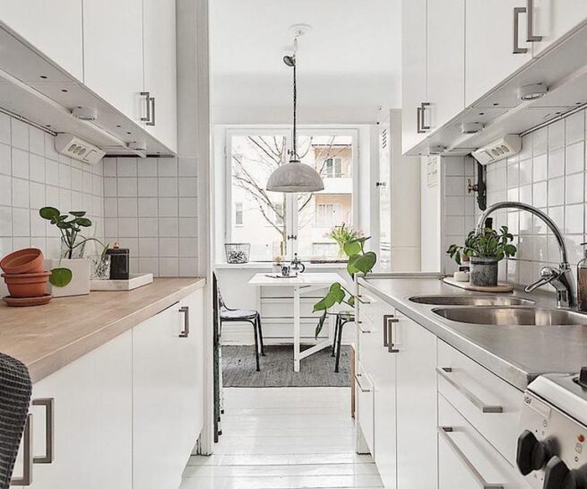 Azulejos pequeño formato blanco brillo para cocinas