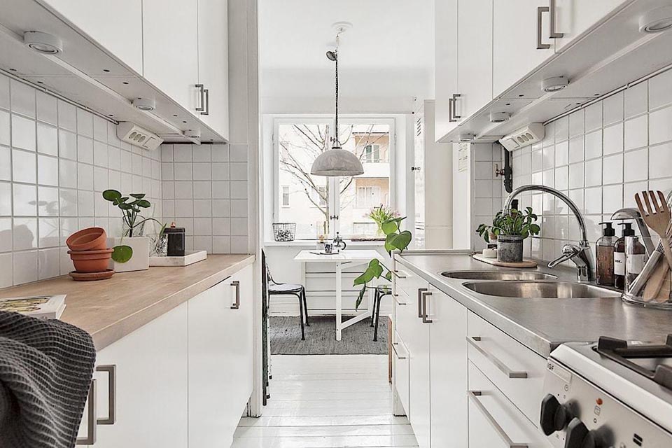 Azulejos pequeño formato blanco brillo para cocinas