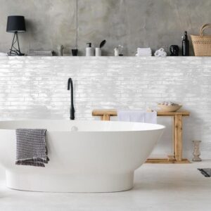 Azulejos cerámicos formato rectangular blanco brillo