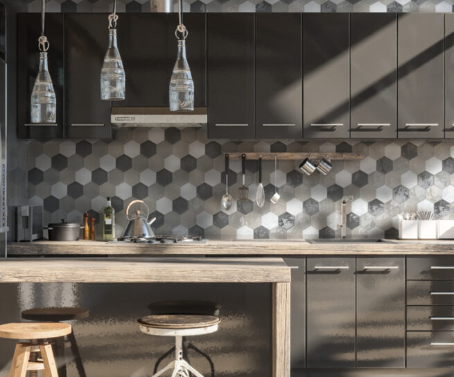 Azulejos cerámicos hexagonales combinaciones de colores