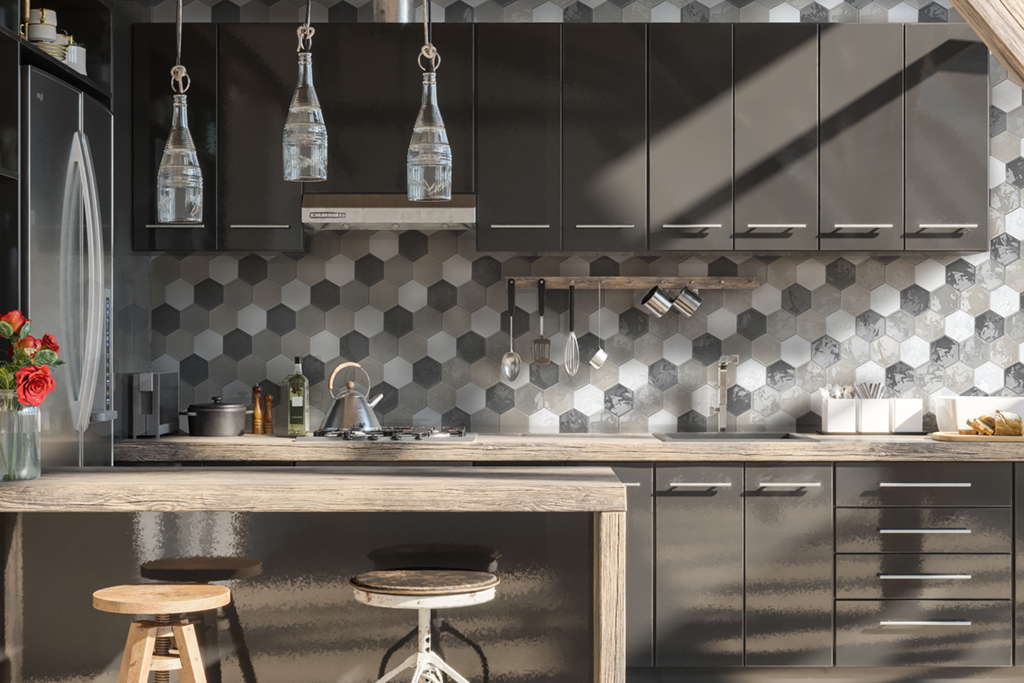 Azulejos cerámicos formato pequeño hexagonal para revestimientos de paredes