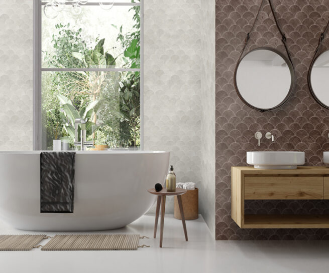 Revestimientos cerámicos escama de pezimitación madera Mate Destonificado