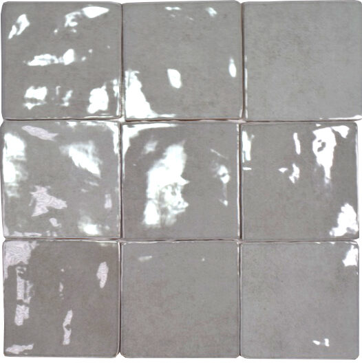 Azulejo formato pequeño cuadrado Efecto Zellige Brillo Color gris