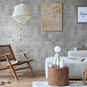 Azulejo formato cuadrado Brillo Efecto zellige Gris