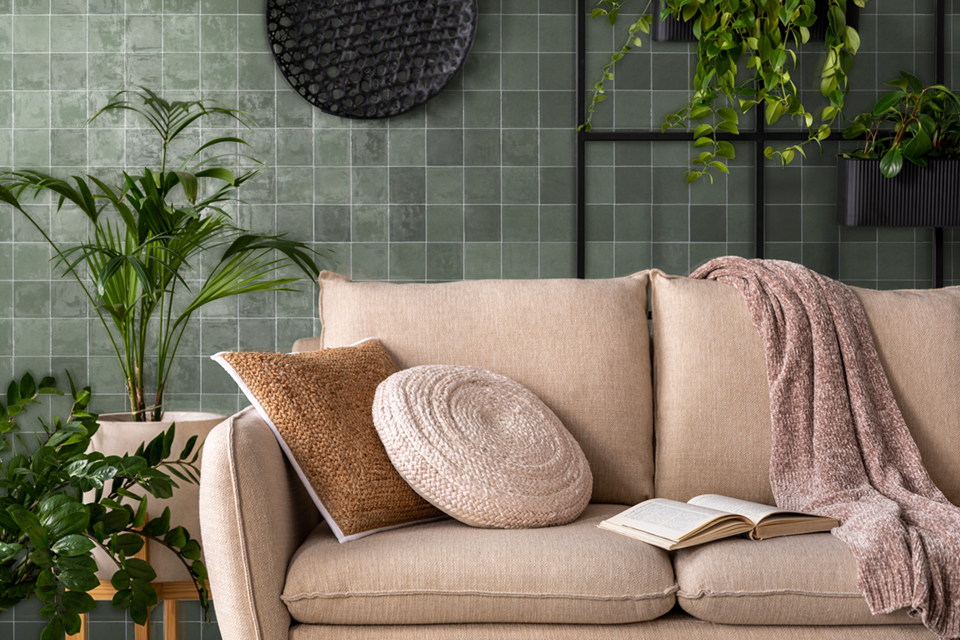 Azulejo formato cuadrado efecto zellige verde 10x10 cm