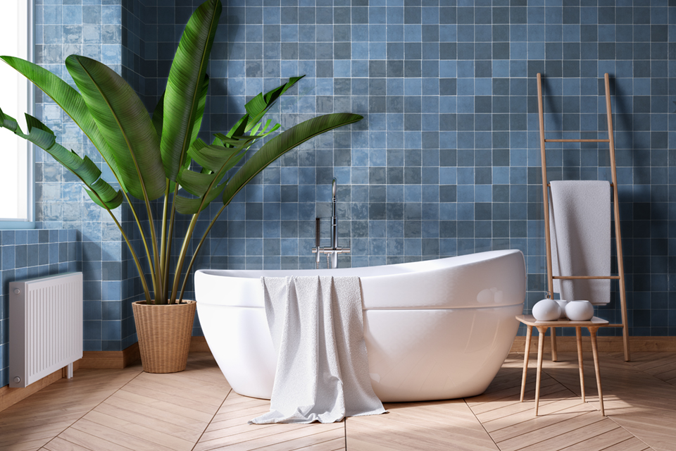 Azulejo formato pequeño cuadrado Efecto Zellige Navy