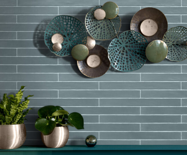 Azulejos cerámicos rectangulares Acabado metálico 5x50cm