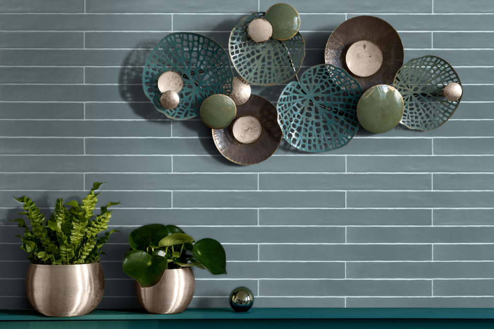 Azulejos cerámicos rectangulares Acabado metálico 5x50cm