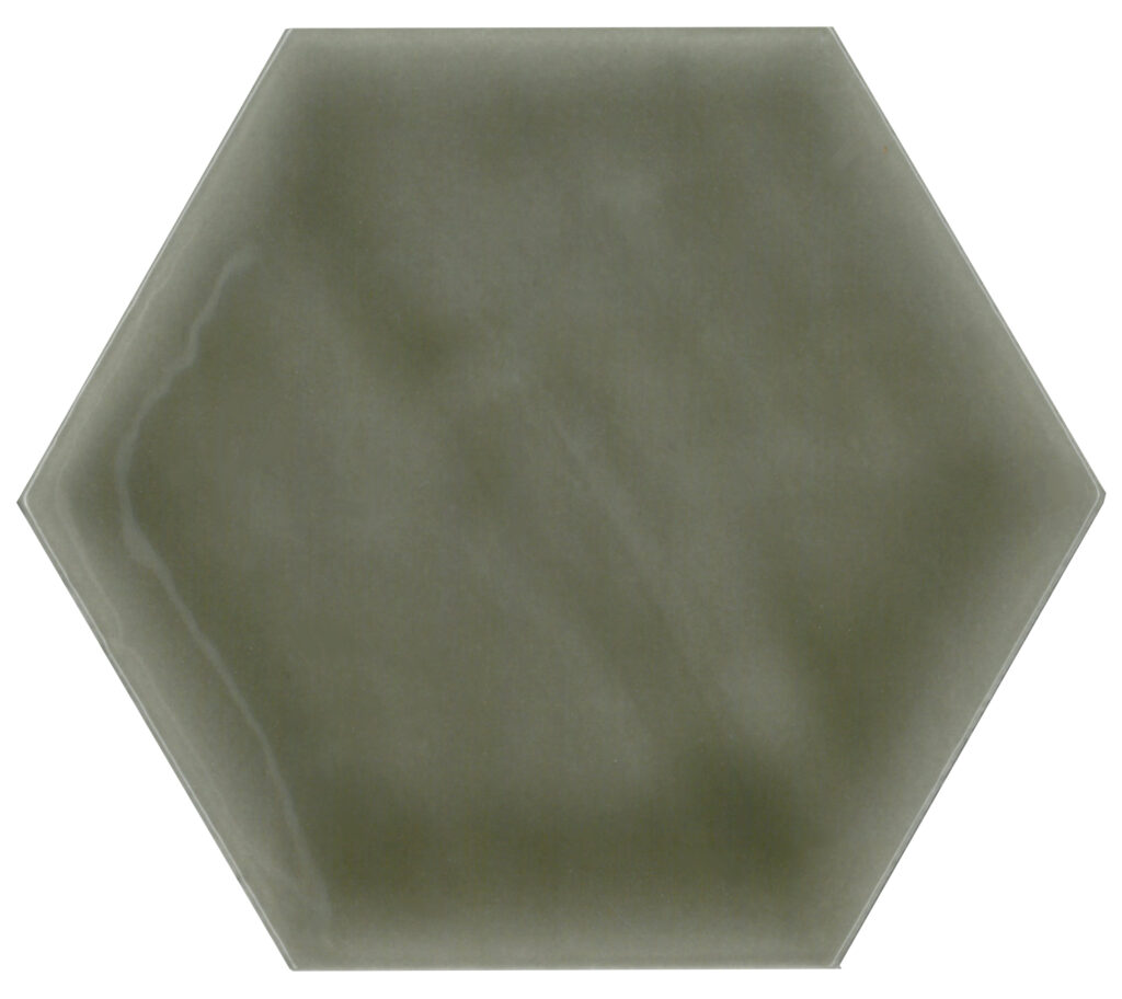 Azulejo de pequeño formato hexagonal color oliva