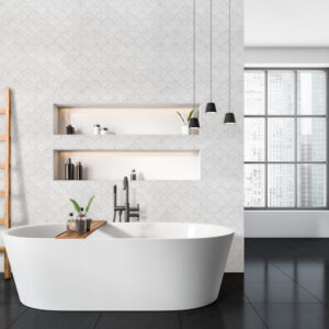 Revestimiento cerámico escama de pez Blanco mate