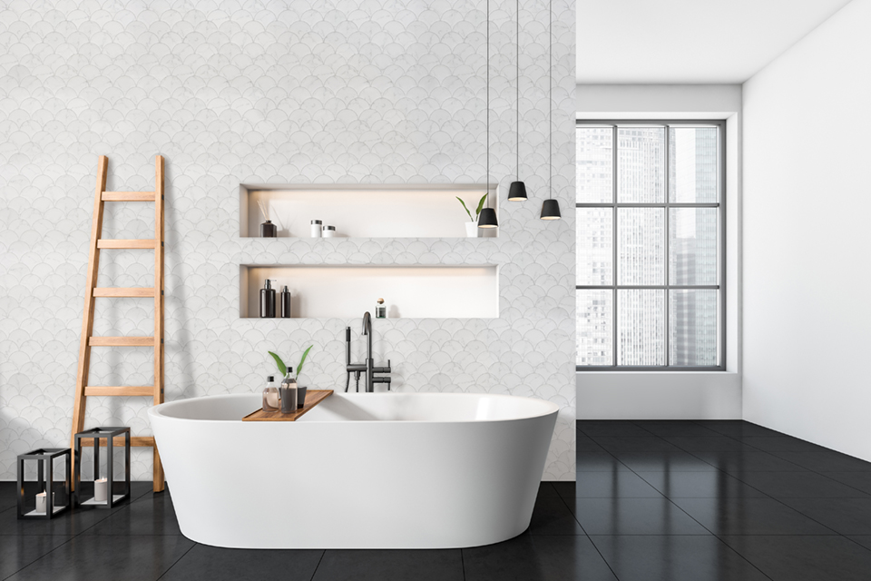 Revestimiento cerámico escama de pez Blanco mate