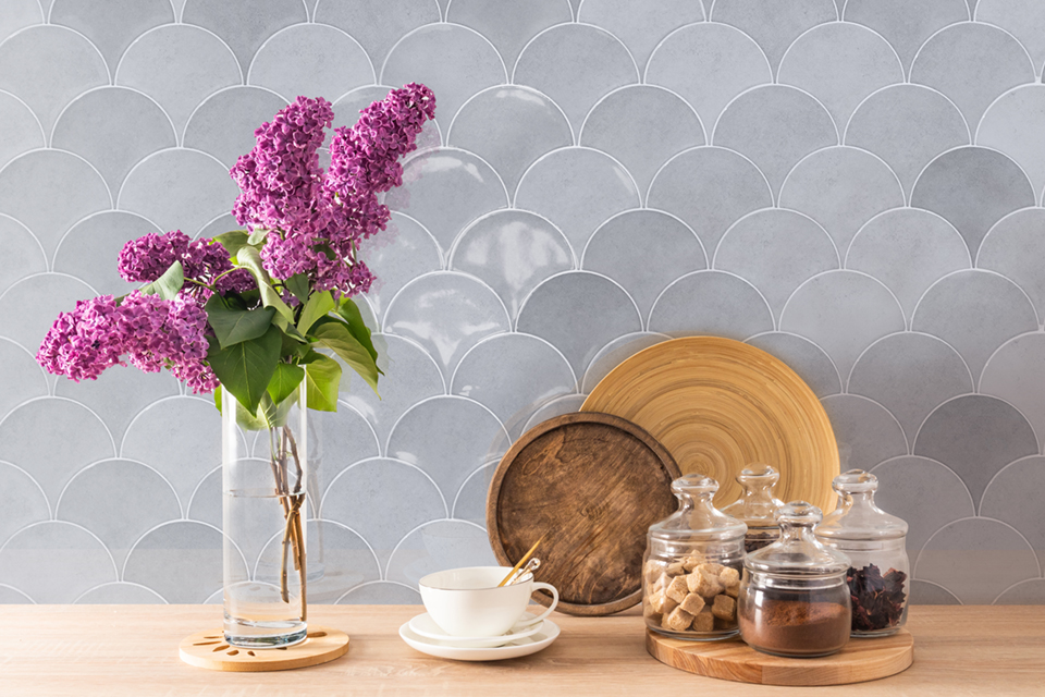 Azulejos cerámicos escama de pez Color Gris Efecto zellige